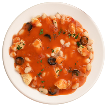 Pollo all'osso buco e fagioli bianchi