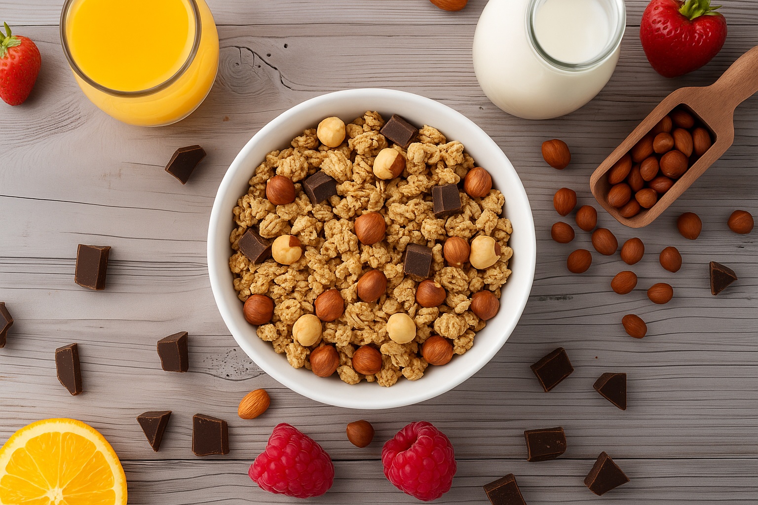 Muesli croustillant au chocolat et noisette