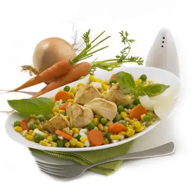 Salade de blé au poulet et ses petits légumes