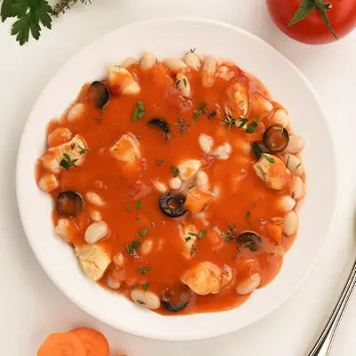 Pollo all'osso buco e fagioli bianchi